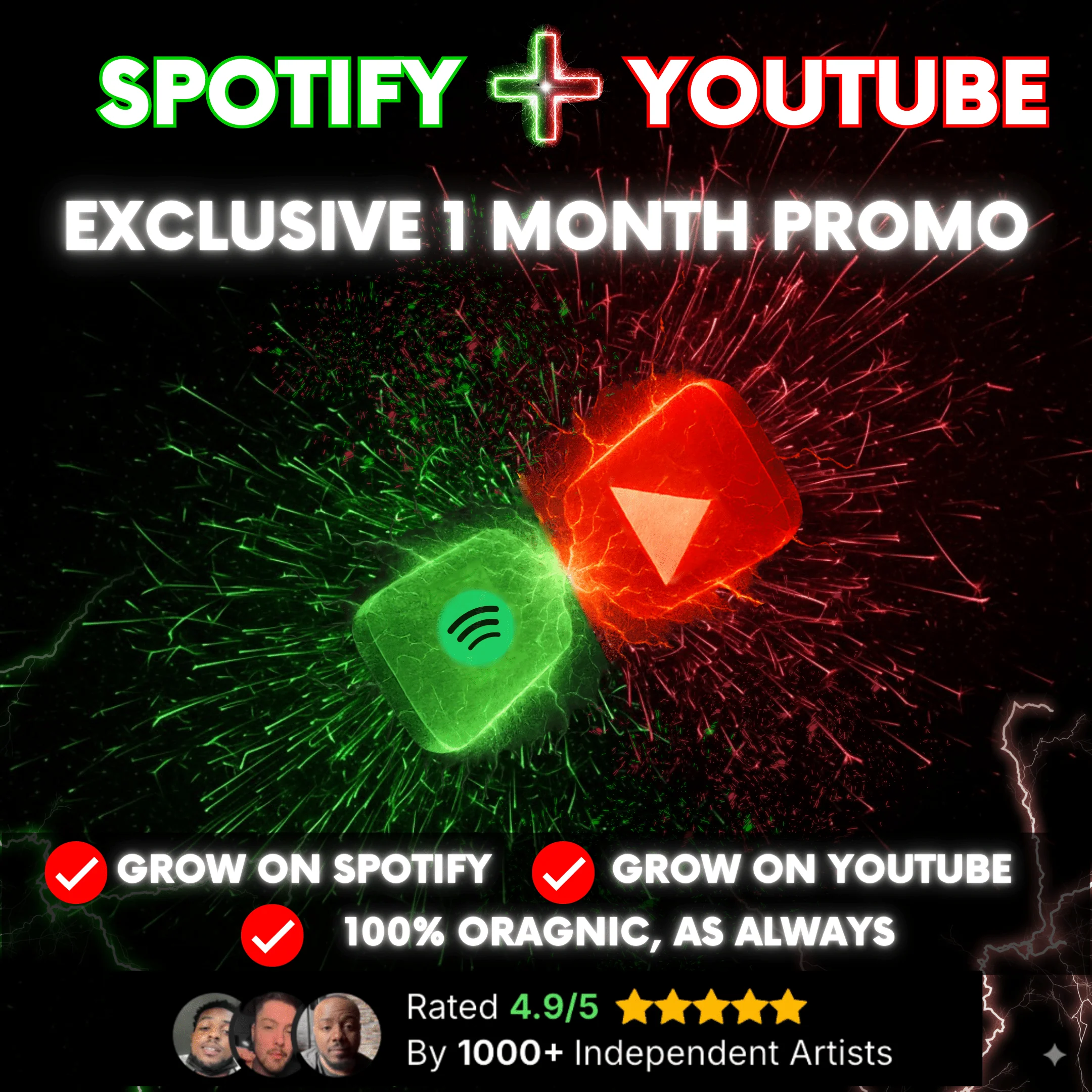 1 MONTH SPOTIFY AND YOUTUBE PROMO
